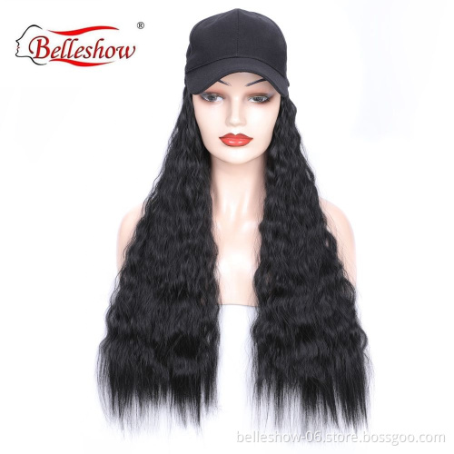 Hot sell wholesale baseball cap wig cheap hat wig fashion avant-garde wool roll wig cap synthetic cap long curly hair